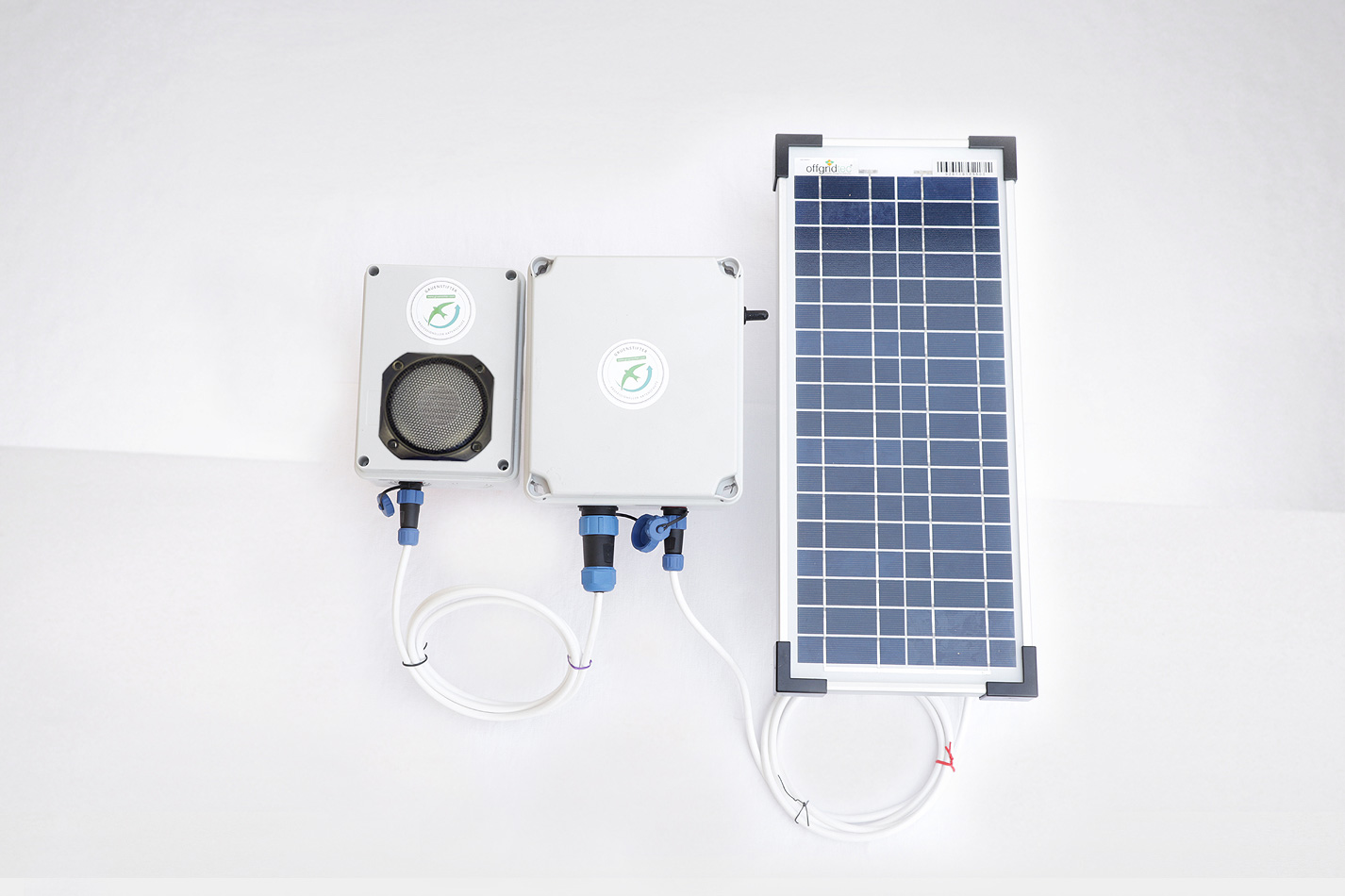 Klangattrappe Solarmodul und Akku zum Abspielen von Vogelrufen